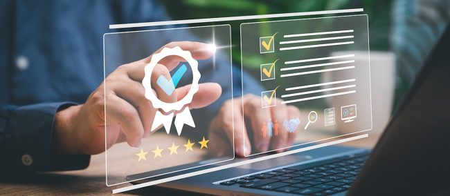 Sign of the top service Quality assurance on virtual screen ISO